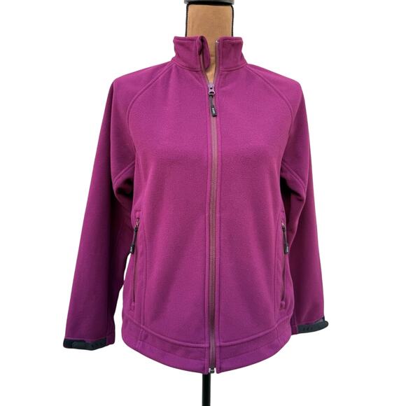 LANDS END Women's Full Zip Cranberry Fleece Jacket Size S (6-8) Soft Outdoors - Picture 1 of 10